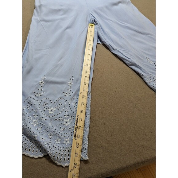 Topshop Jumpsuit Women's Blue Eyelet Viscose Spaghetti Straps Size 8 - Picture 13 of 14